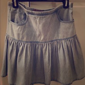 I.e. relaxed ruffled denim short skirt
